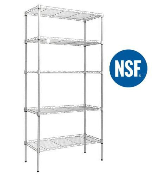 Ktaxon 5-Tier Wire Shelving Unit, Steel Storage Rack for Office Kitchen 30" W x 14" D x 60" H, Silver