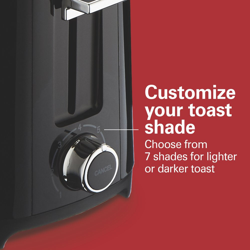 Hamilton Beach 2 Slice Toaster, Extra-Wide Slots, Chrome-Plated Lever, Black, 22217