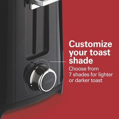 Hamilton Beach 2 Slice Toaster, Extra-Wide Slots, Chrome-Plated Lever, Black, 22217