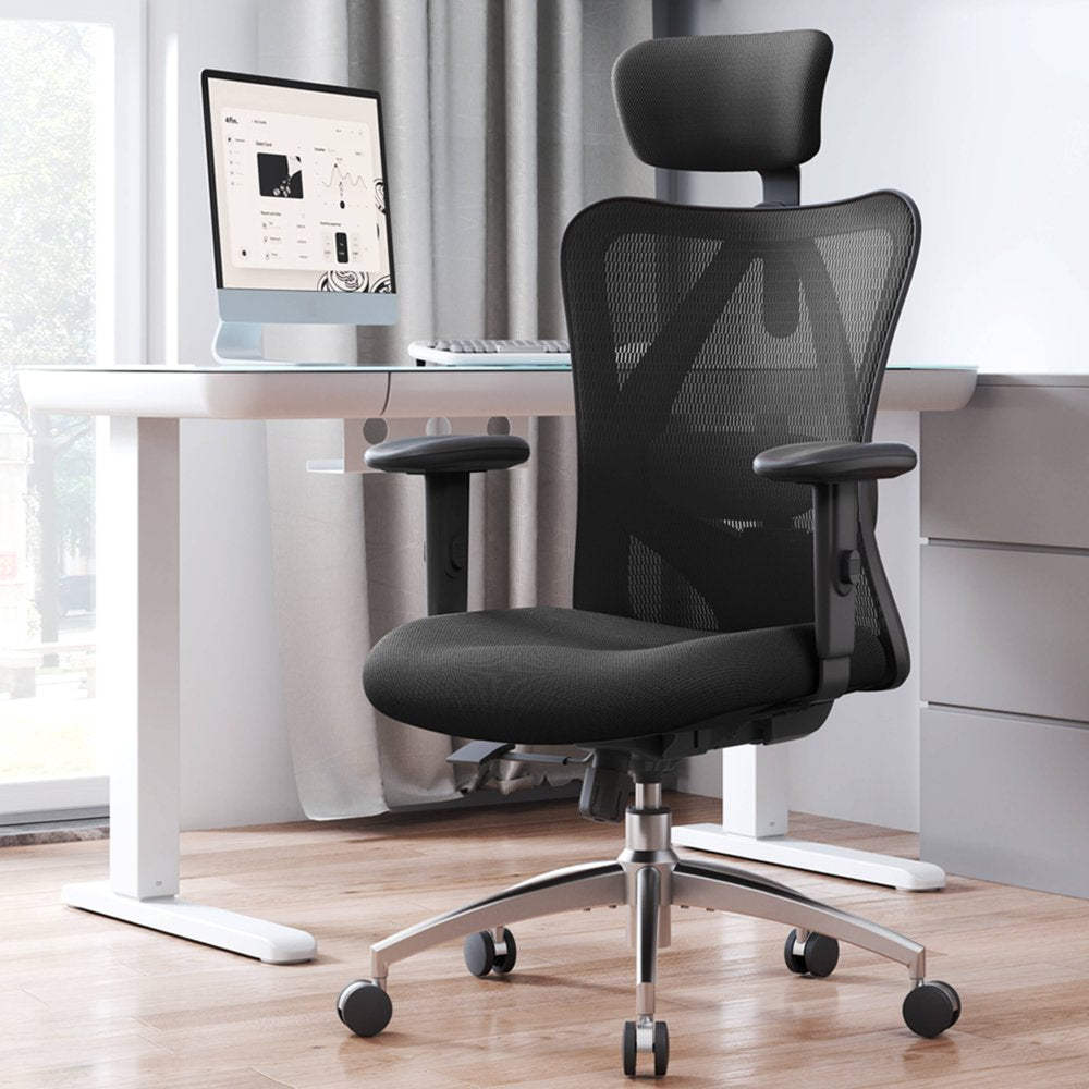 SIHOO Ergonomic Office Chair, Mesh Computer Desk Chair with Adjustable Lumbar Support, High Back chair for big and tall, Black