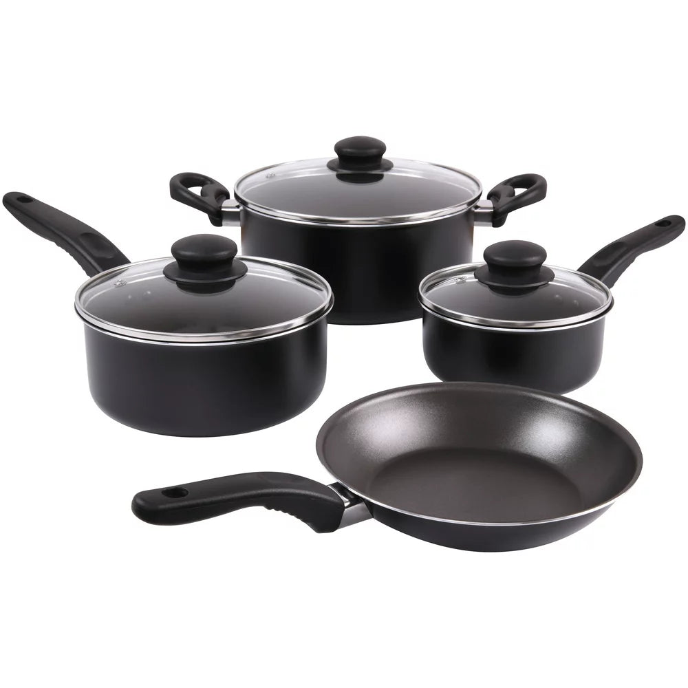 Mainstays 7 Piece Nonstick Cookware Set, Black