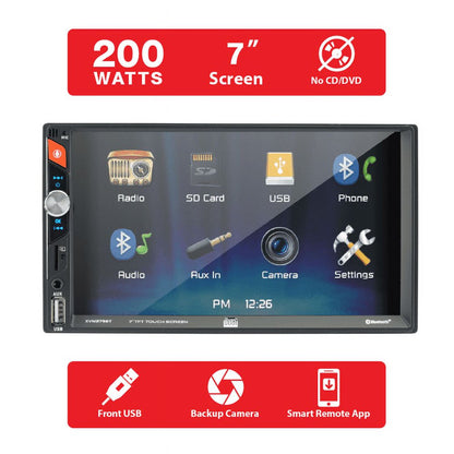 Dual Electronics XVM279BT 7 Inch, Car Stereo Head Unit, Double DIN with LED Touch Screen, Bluetooth, Micro SD, USB, MP3, Siri/Google Voice Activation