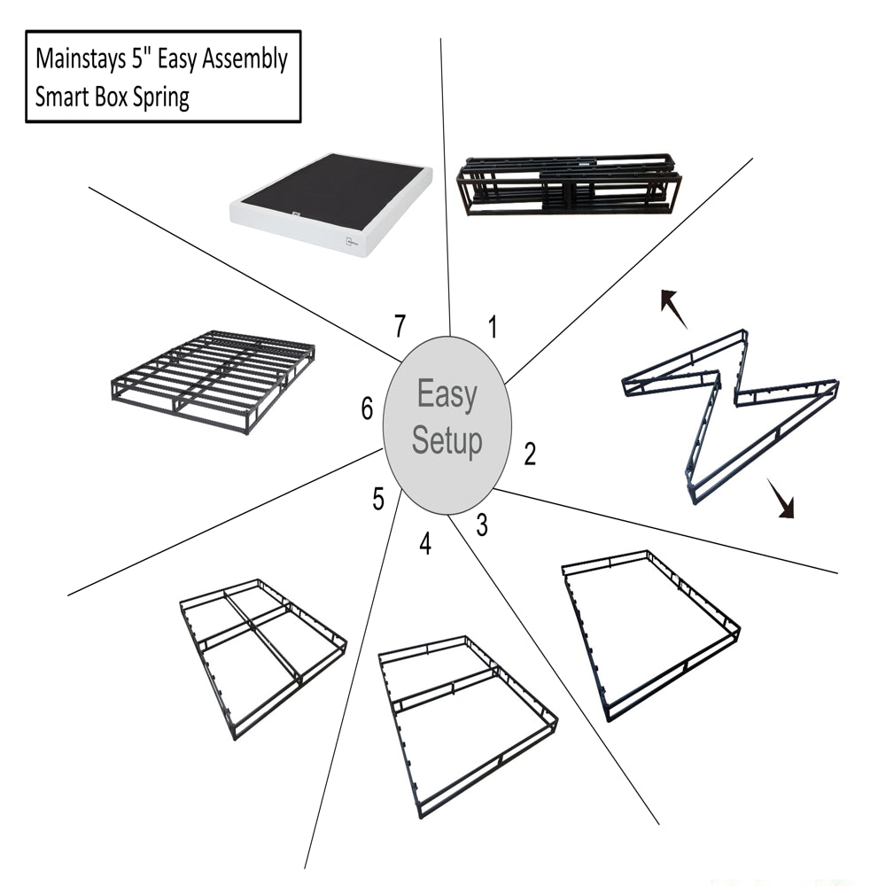 Mainstays 5" Easy Assembly Smart Box Spring, Queen