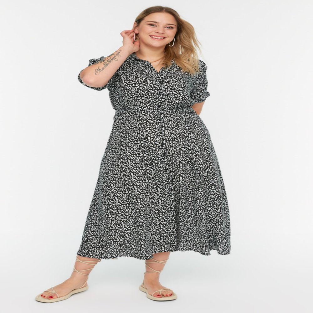  Womens plus Size Maxi Basic Relaxed Fit Woven plus Size Dress