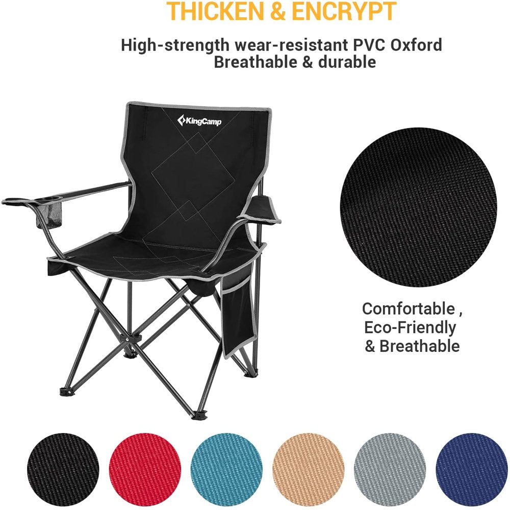 KingCamp Lightweight Camping Chairs Folding Chairs Portable Lawn Chairs Fold Up Patio Chair for Adults Black