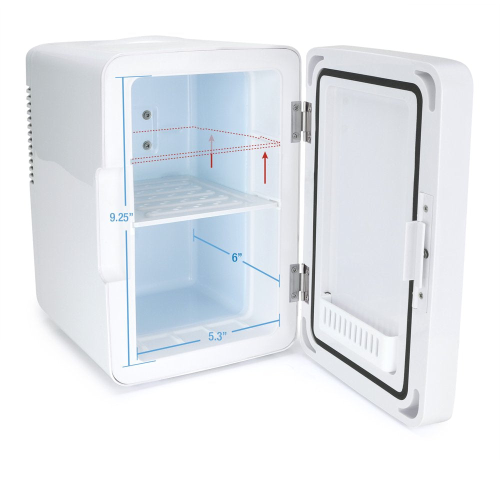 Personal Chiller 6L Mini Fridge Beauty & Skincare Refrigerator Lighted Mirror Door, White