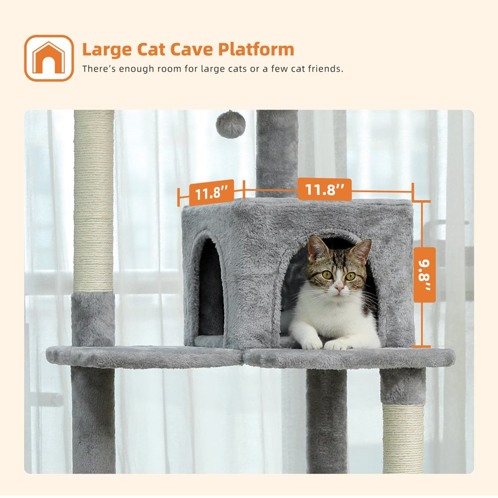 Pawz Road Cat Tree for Large Cats 56"Tall Cat Tower Condo with Scratching Post for Indoor Cats,Gray