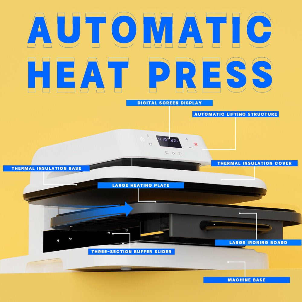 HTVRONT 1500W 15"x15" Auto Heat Press Machine for Transfer Vinyl & Sublimation Project