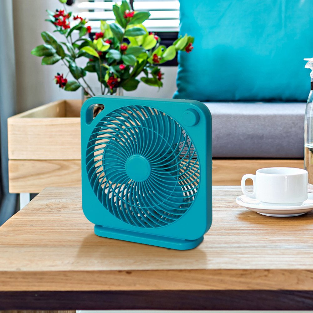 Mainstays 9 Inch Personal Box Fan with 3 Speeds Teal