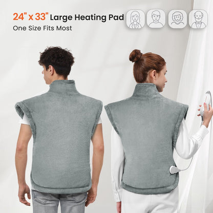 Maxkare Large Heating Pad for Back Pain Relief, 4 Heat Settings with Auto Shut-off, 24"x33"- Gray