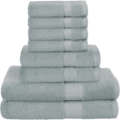 GLAMBURG Ultra Soft 8-Piece Towel Set - 100% Pure Ringspun Cotton, Contains 2 Oversized Bath Towels 27x54, 2 Hand Towels 16x28, 4 Wash Cloths 13x13 - Ideal for Everyday use, Hotel & Spa - Black