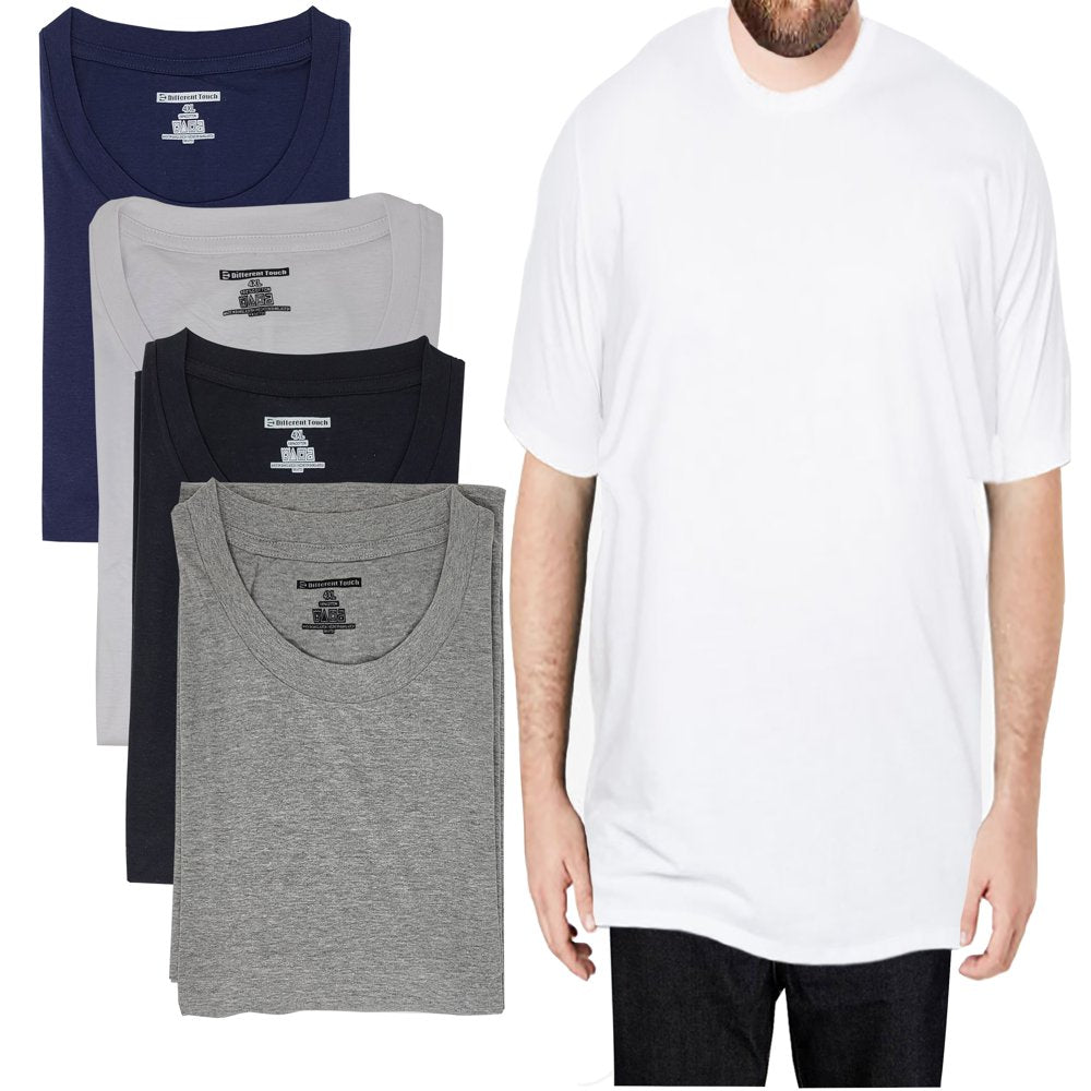  Touch 4 Pack Men Big and Tall 100% Cotton Crew Neck Short Sleeve T-Shirts