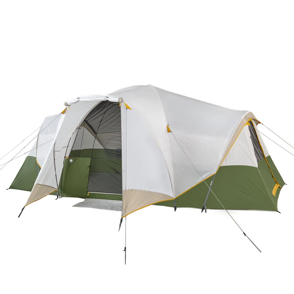  10-Person, 3-Room, Hybrid Dome Tent, Off-White / Green, with Full Fly, Weight 26 Lbs. 6 oz.