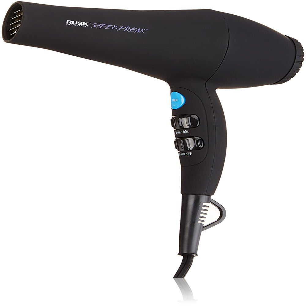 RUSK Speed Freak Professional Ceramic & Tourmaline Hair Dryer, Ionic, 2000 Watts, Black