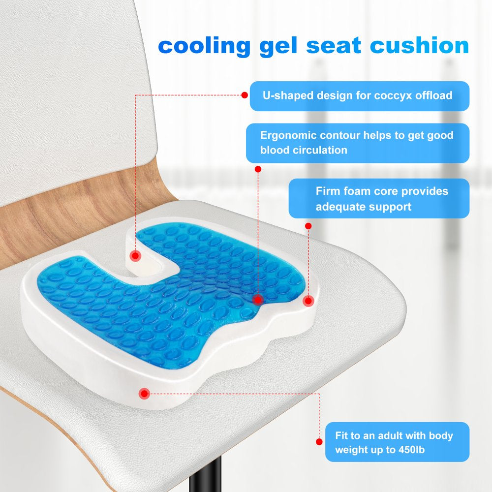 NEXPURE Memory Foam Seat Cushion Cooling Gel Butt Pillow for Tailbone Pain Relief - Chair Cushion,Car Seat Cushion,Butt Pillow