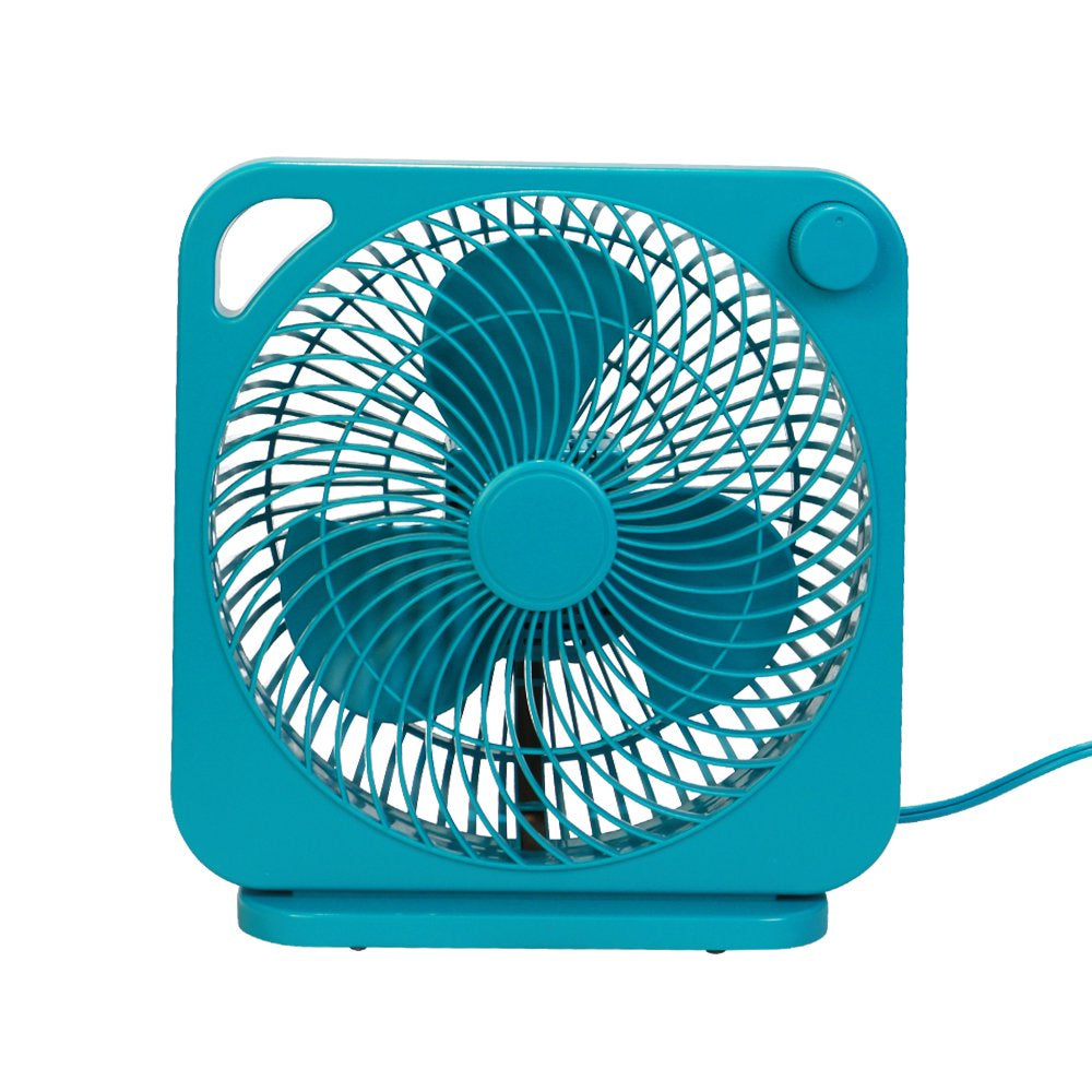 Mainstays 9 Inch Personal Box Fan with 3 Speeds Teal