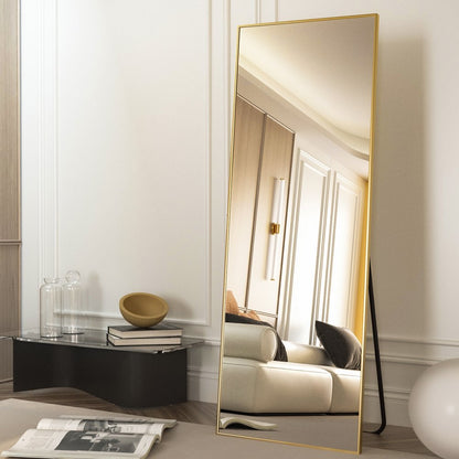 64"X21" Full Length Mirror Rectangle Body Dressing Floor Standing Mirrors, Gold