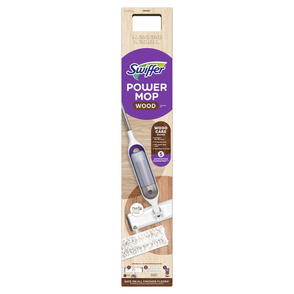 Swiffer Power Mop Wood Mop Kit for Floor Cleaning, Lemon Scent