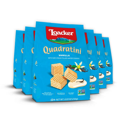 Quadratini Hazelnut, NON-GMO Bite-size Wafer Cookie, 8.82 oz, pack of 6