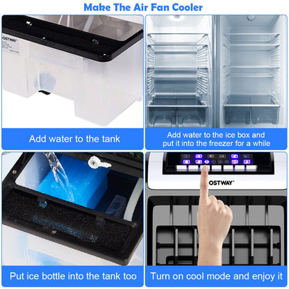 Costway Evaporative Portable Cooler Fan Anion Humidify W/ Remote Control