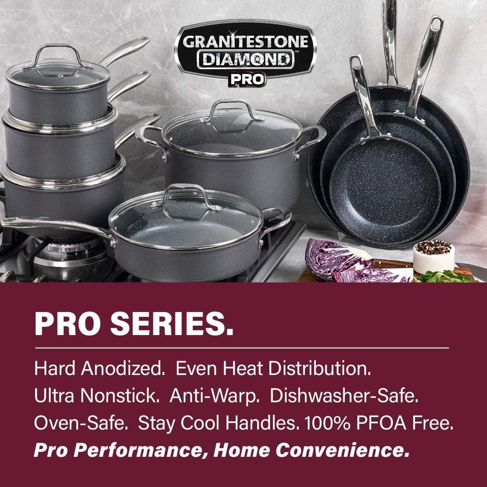 Granite Stone Pro Hard Anodized Pots and Pans Set Premium Nonstick Cookware Set Oven Dishwasher Safe 13Pcs