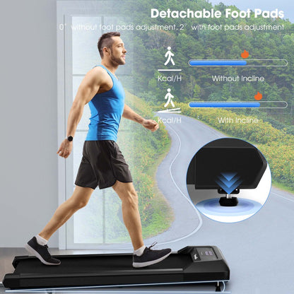 SuperFit Walking Pad Under Desk Treadmill with Remote Control and LED Display Black