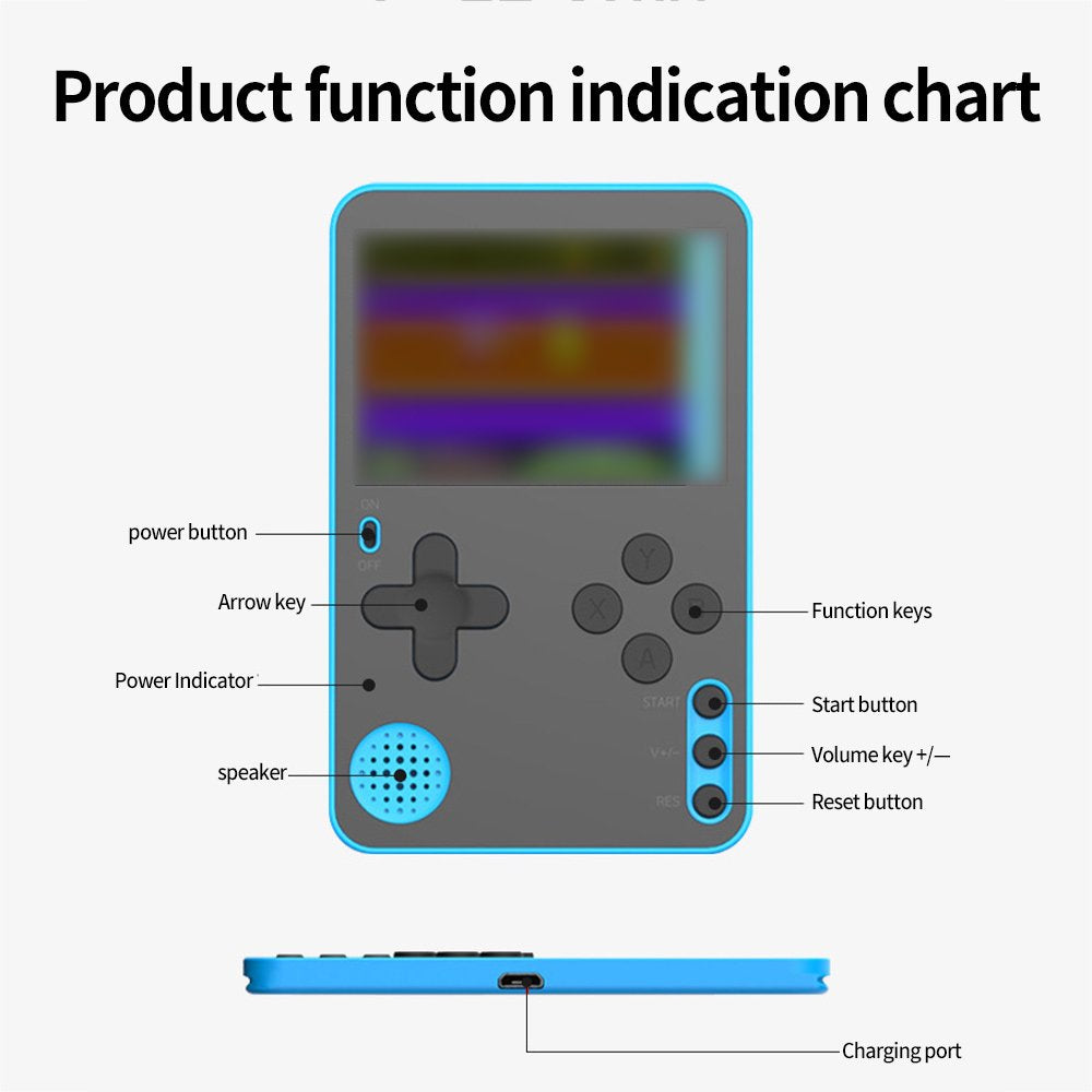 500 in 1 Retro Video Game Console Handheld 2.4 inch  Color Screen Portable Color Game Player Ultra-thin Style