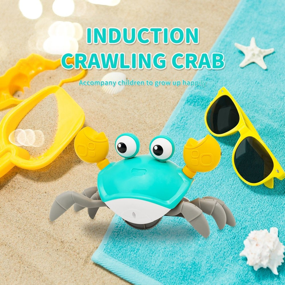 Crawling Crab Baby Toy with Music and Lights Automatically Avoid Obstacles, Walking Crab Toy for Toddlers 1+ Years Old