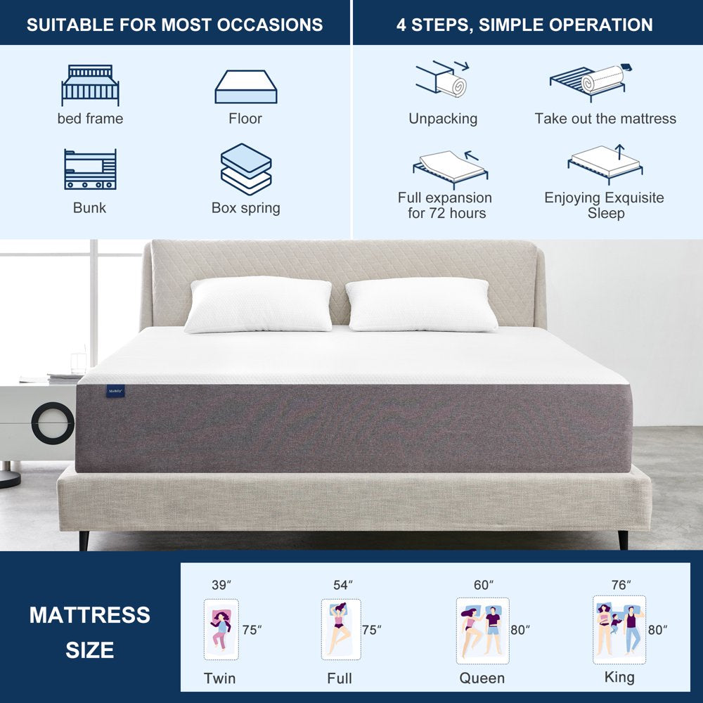 Queen Mattress, Molblly 10 Inch Cooling-Gel Memory Foam Mattress in a Box, Queen