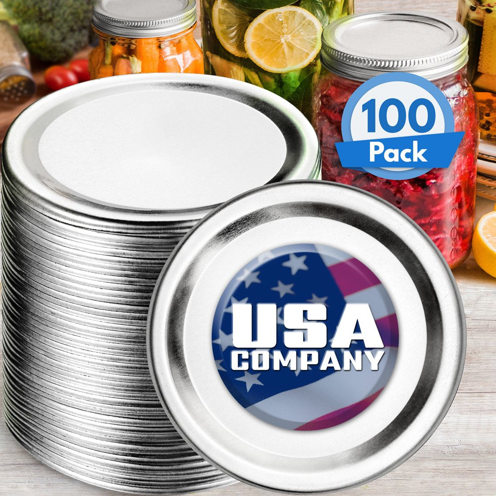 Canning Lids 100 ct. for Mason Jars, Regular-Mouth Size (70 mm) with Food-Grade Seal by KapStrom