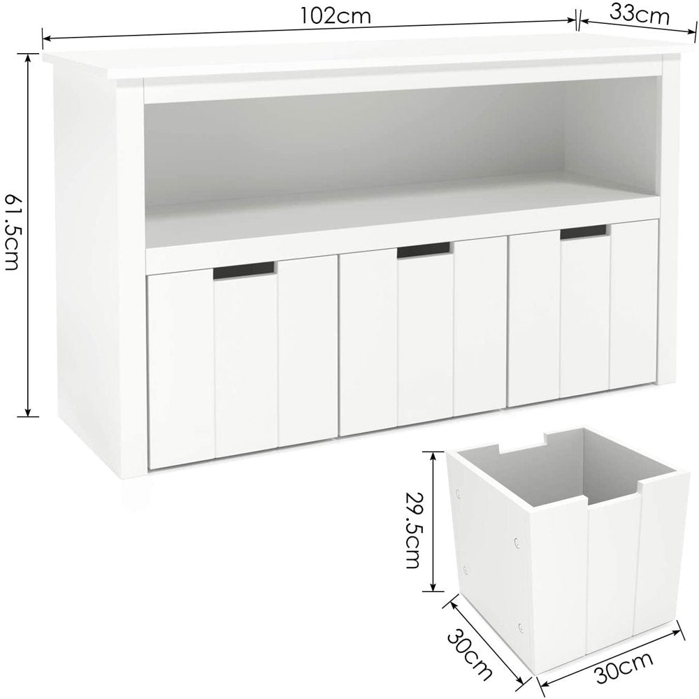 Homfa Kids Storage for Toy, Cube Storage Shelf with 3 Drawers for Kid's Gift, Living Room, White