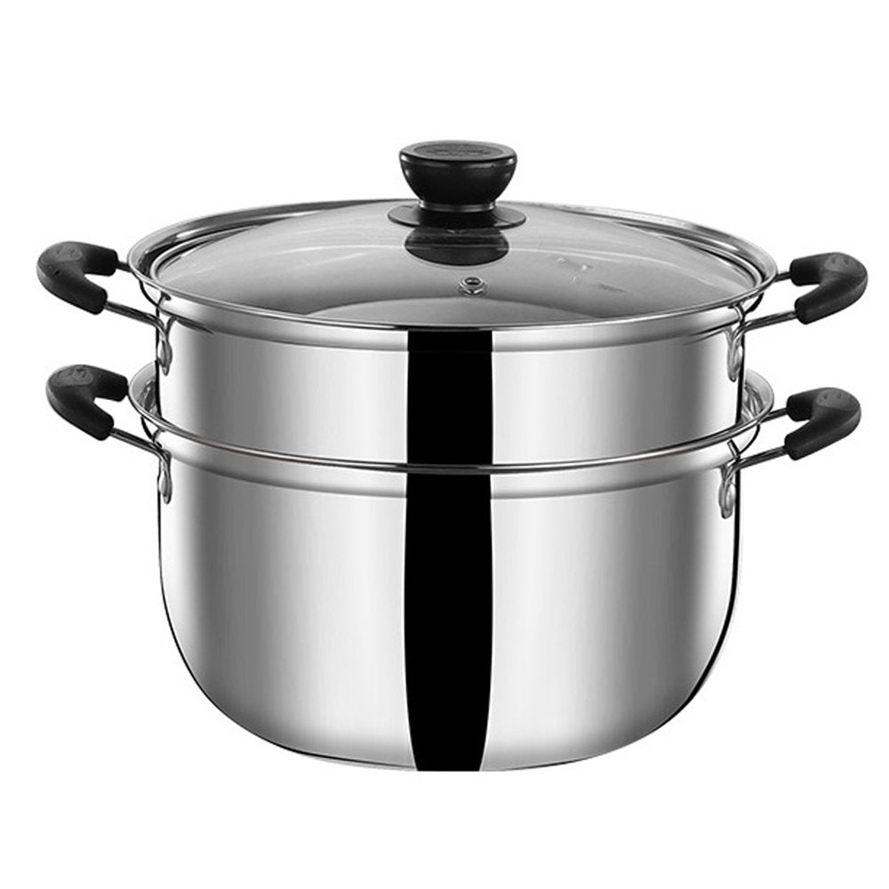 Pot Steamer Cooking Steam Food Vegetable Pan Steamers Cooker Stock Set Stainless Cookware Steel Soup Layer 2 Saucepan