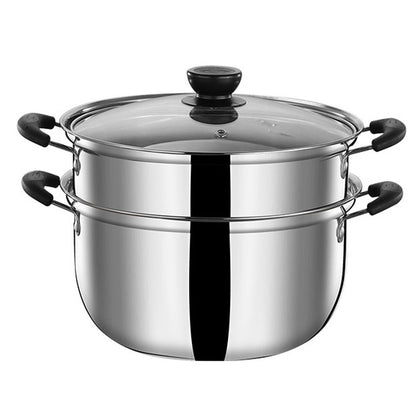 Pot Steamer Cooking Steam Food Vegetable Pan Steamers Cooker Stock Set Stainless Cookware Steel Soup Layer 2 Saucepan