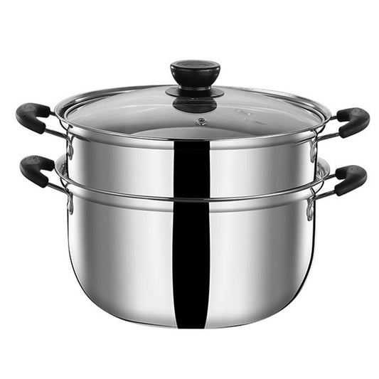 Pot Steamer Cooking Steam Food Vegetable Pan Steamers Cooker Stock Set Stainless Cookware Steel Soup Layer 2 Saucepan