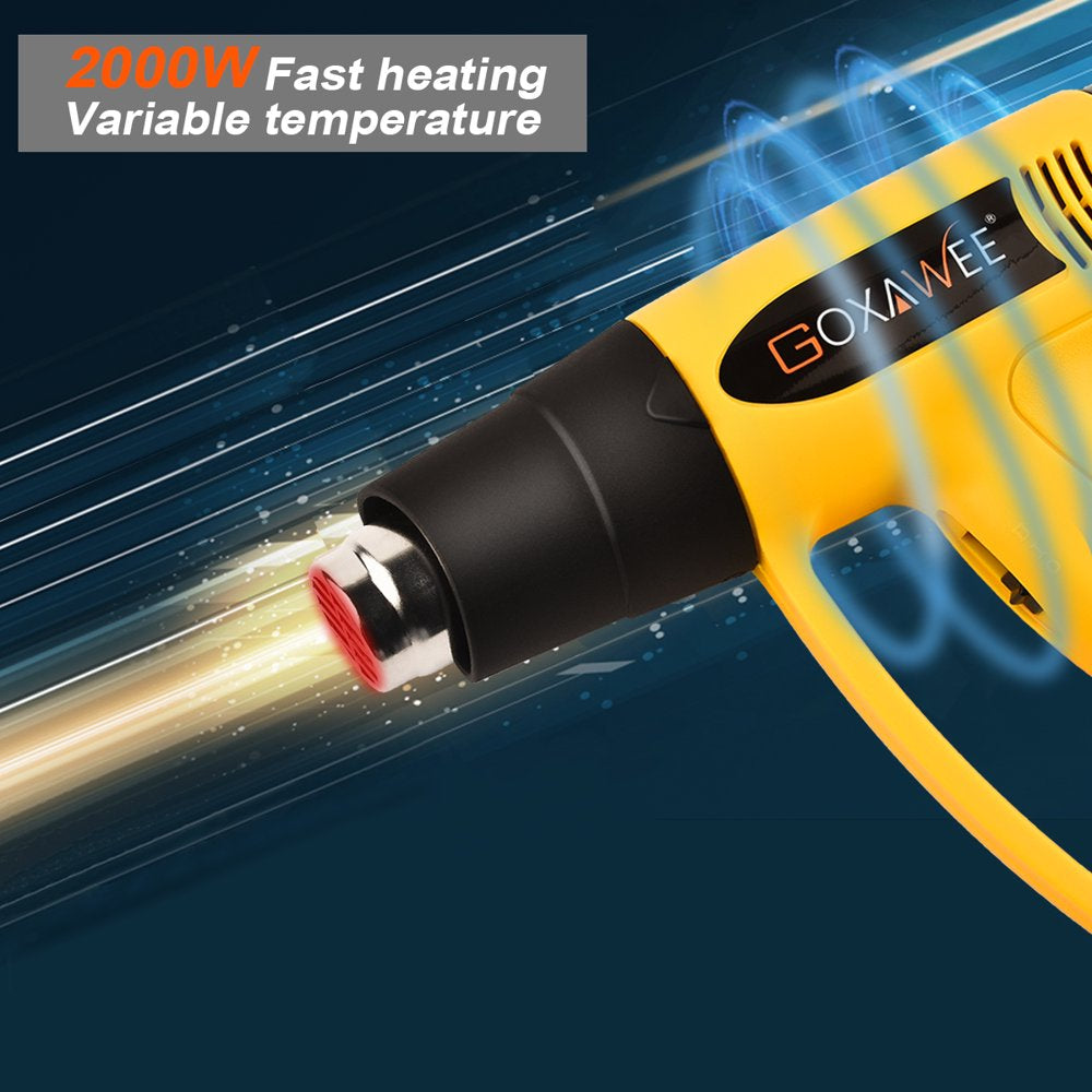 2000W Corded Heat Gun, 140℉~1112℉ Fast Heating, with 4 Nozzles, for Shrinking PVC, Stripping Paint