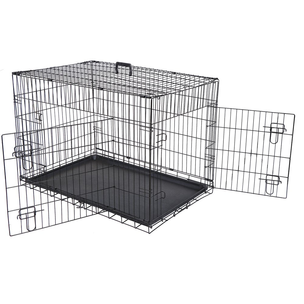 HomGarden 36 Foldable Dog Crate Steel Pet Kennel Double Door Medium Dog Cage