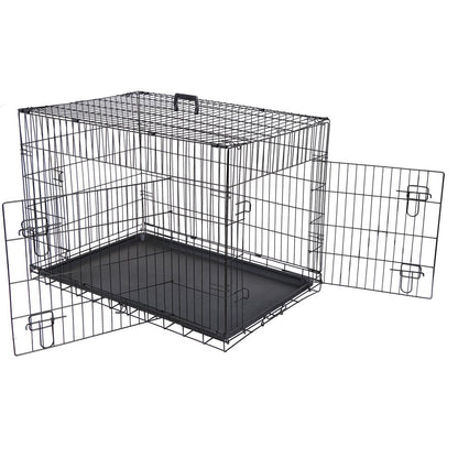 HomGarden 36 Foldable Dog Crate Steel Pet Kennel Double Door Medium Dog Cage