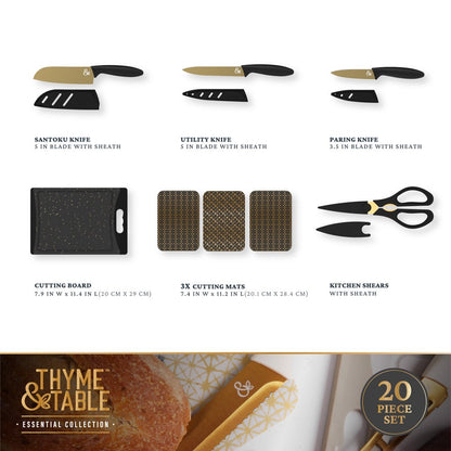 Thyme & Table 20-Piece Knife Set, Black