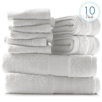  Bath Towel Collection, 100% Cotton Luxury Set of 12 Multipurpose Wash Cloths - Cream