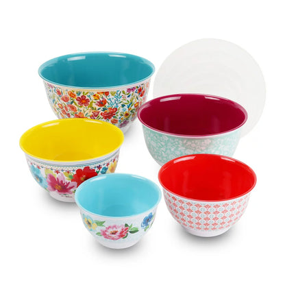 The Pioneer Woman Melamine Mixing Bowl Set, 10-Piece Set, Petal Party