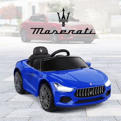 TOKTOO 12V Maserati Licensed Kids Ride-on Car w/ Remote Control, Music Player, Openable Doors-Blue