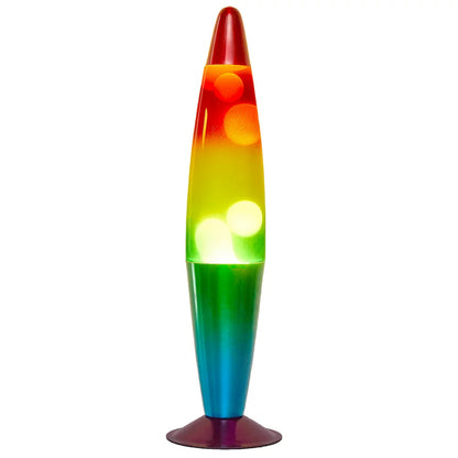 Urban Shop, 16" Rainbow Lava Motion Volcano Lamp, White Wax, Rainbow Painted Metal Base, LED