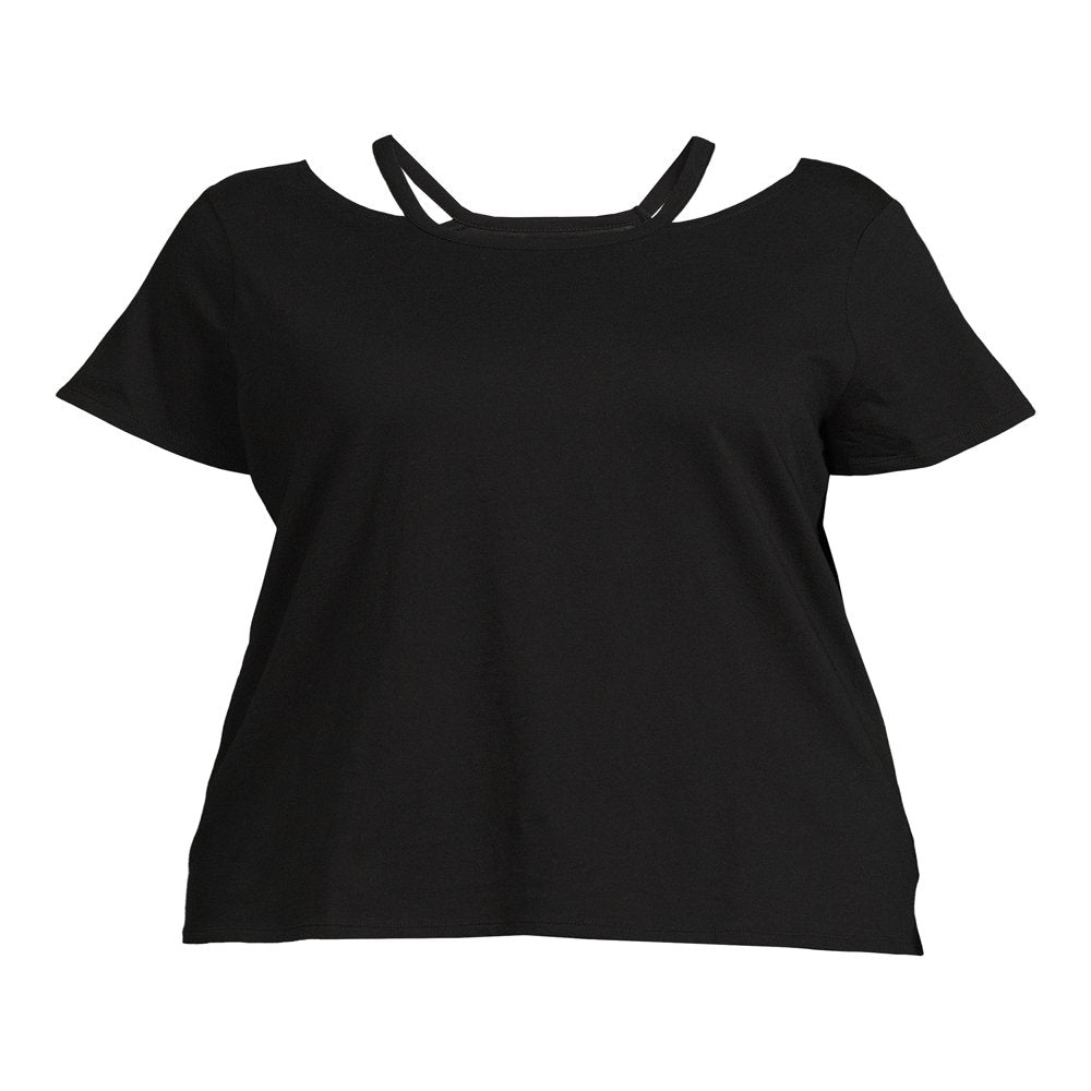  Women's Plus Size Cut Out Neck Short Sleeve Top