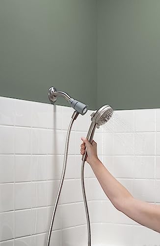 Moen Engage Magnetix Spot Resist Brushed Nickel 3.5-Inch Six-Function Eco-Performance Removable Handheld Showerhead with Magnetic Docking System, 26100EPSRN