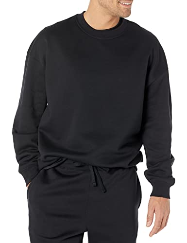 Amazon Essentials Men's Oversized-Fit Crewneck Sweatshirt (Available in Big & Tall), Black, Large