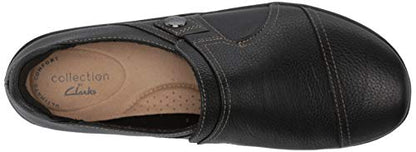 Clarks Women's Cora Poppy Loafer, Black Tumbled, 8.5