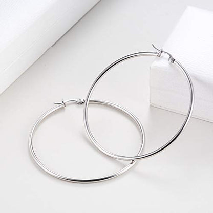 Yanxyad 2 Pairs a Set Hoop Earring Set 316L Stainless Steel Hoop Earrings for Women or Girls