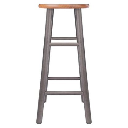 Winsome Wood Huxton 2-Pc Bar Stool Set, Gray and Teak