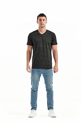 KLIEGOU Men's V Neck T Shirts - Casual Stylish Fitted Tees for Men 1 Black L