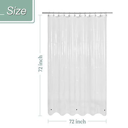 Mrs Awesome Shower Curtain Liner with Magnets: 72 x 72 Clear PEVA Plastic Shower Curtain for Bathroom, Lightweight & Waterproof